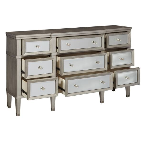 Shop Ritz Modern Silver 9 Drawer Dresser With Mirrored Drawers