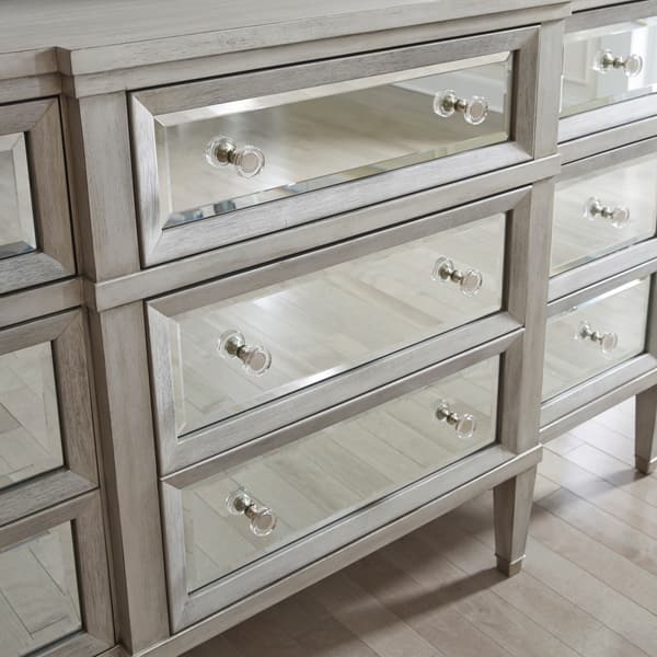 Shop Ritz Modern Silver 9 Drawer Dresser With Mirrored Drawers