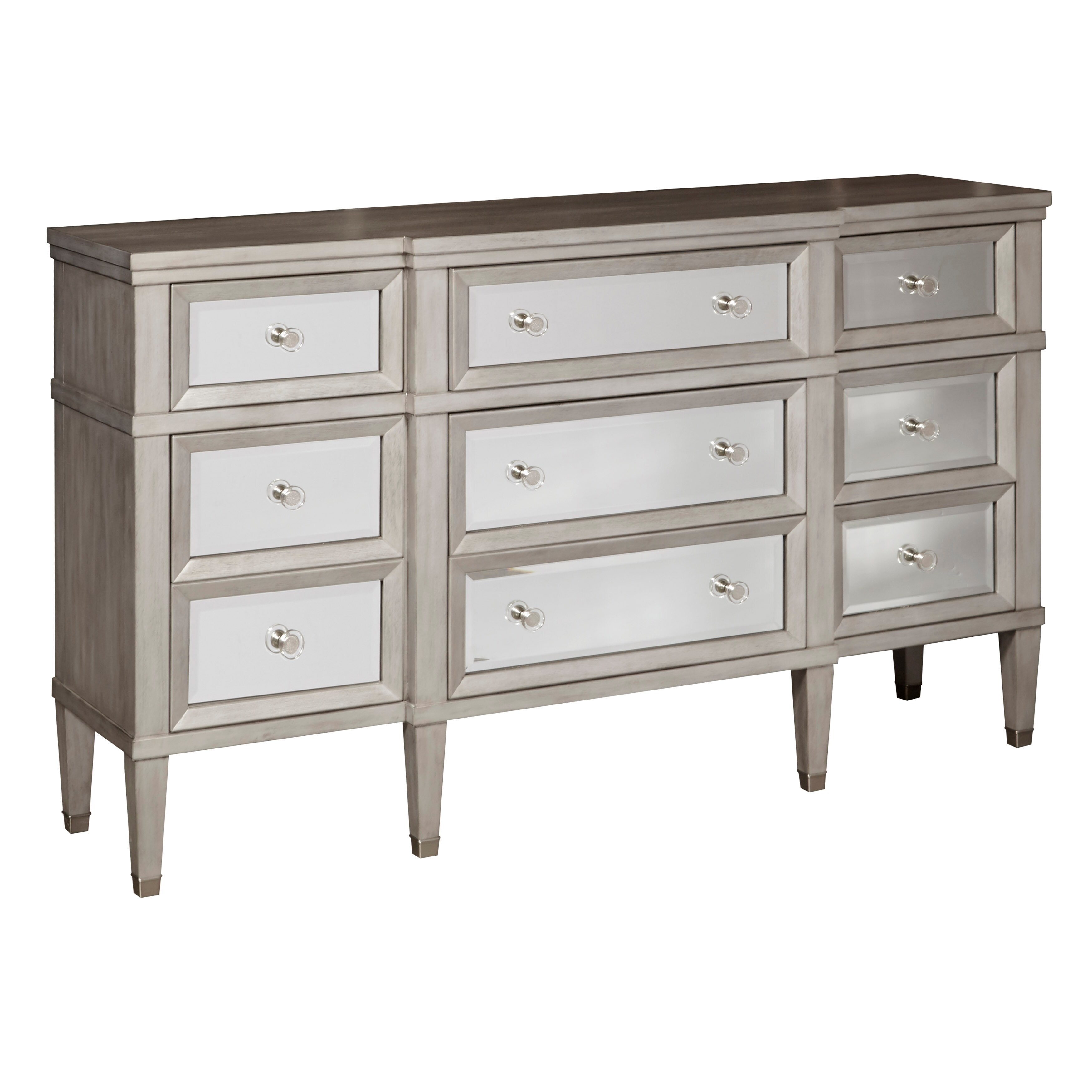 Shop Ritz Modern Silver 9 Drawer Dresser With Mirrored Drawers