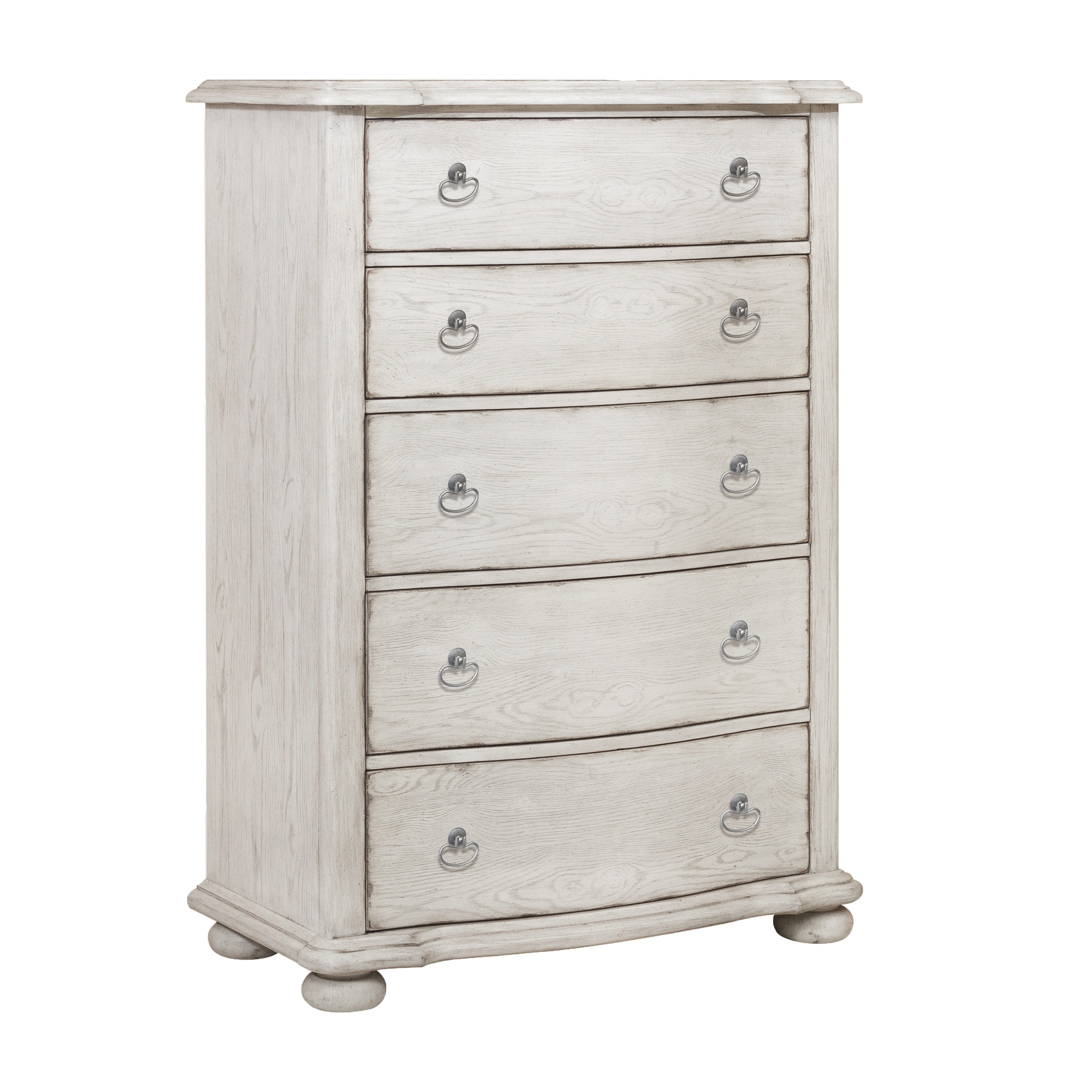 Shop Montauk Antique White Distressed 5 Drawer Chest On Sale