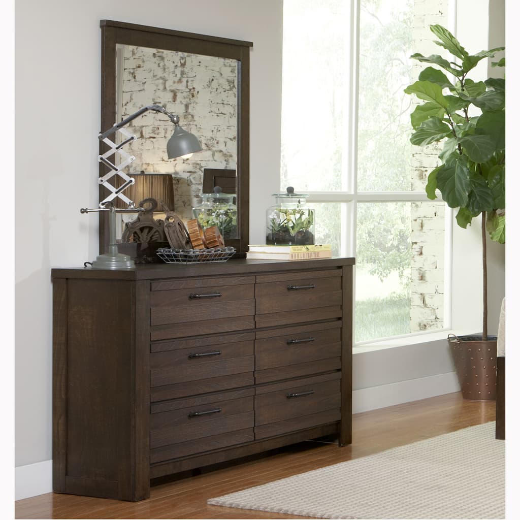 Lauren Distressed Brown Modern Industrial Rustic Dresser and Mirror