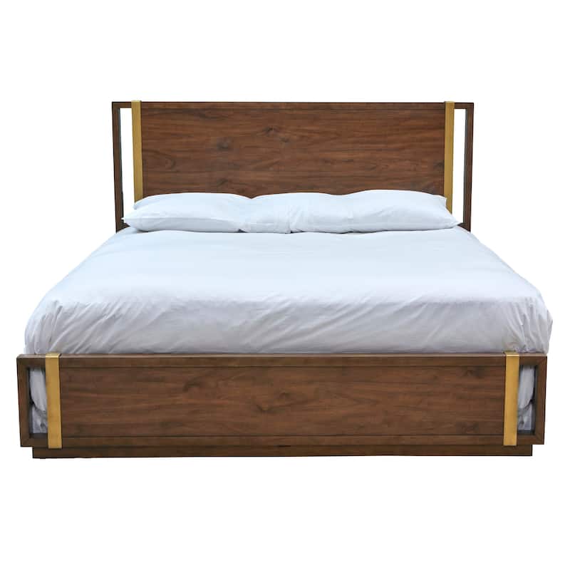 Brookdale Walnut Distressed Knotty Mid-Century Modern Bed