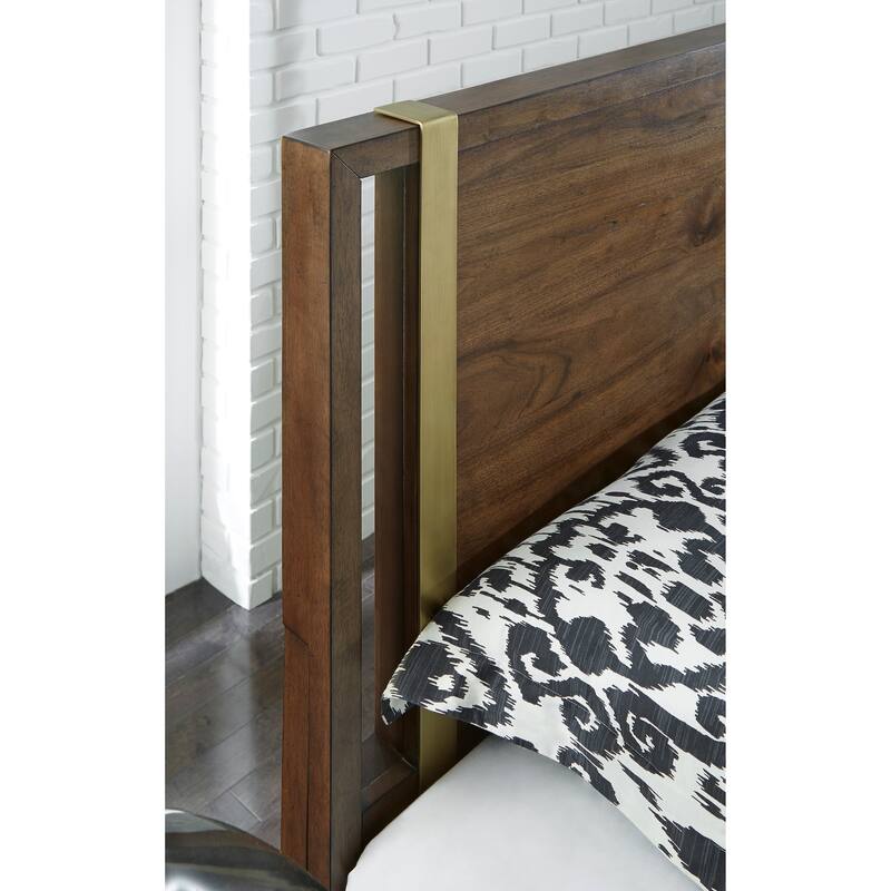 Brookdale Walnut Distressed Knotty Mid-Century Modern Bed