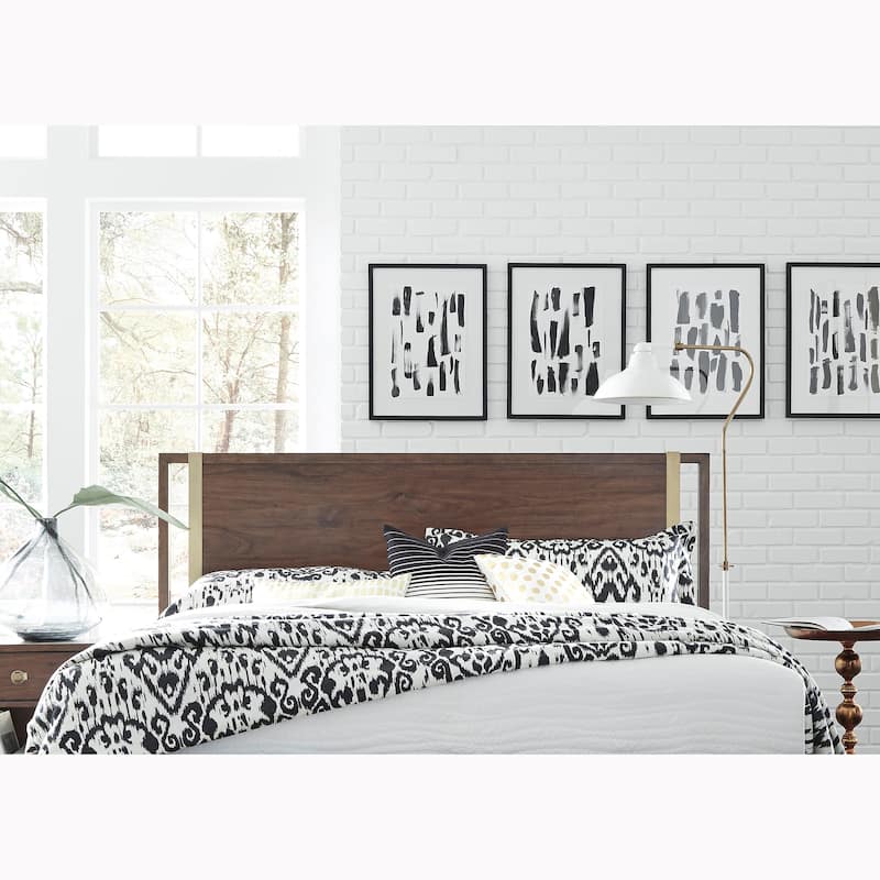 Brookdale Walnut Distressed Knotty Mid-Century Modern Bed