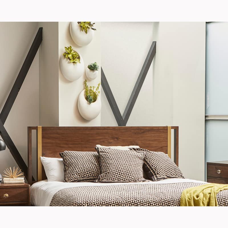 Brookdale Walnut Distressed Knotty Mid-Century Modern Bed
