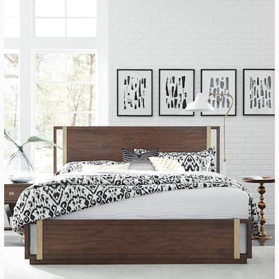 Brookdale Walnut Distressed Knotty Mid-Century Modern Bed