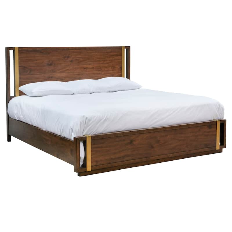Brookdale Walnut Distressed Knotty Mid-Century Modern Bed