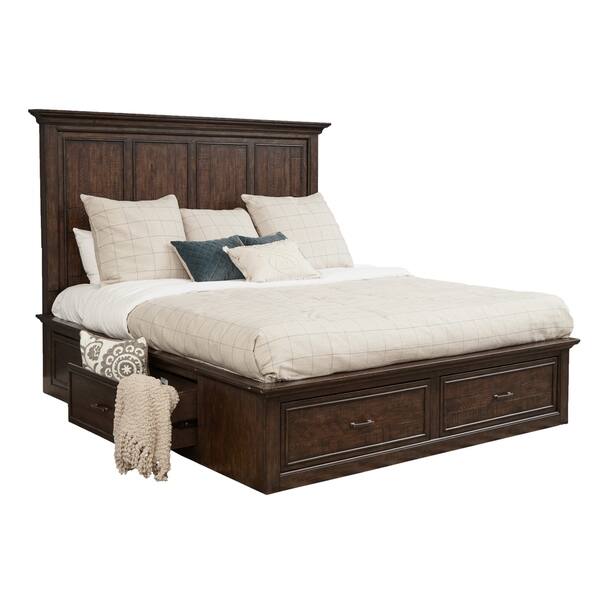 Shop Holman Distressed Antique Brown Bed With Storage Drawers On