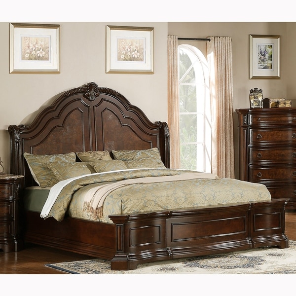 Paris Elegant Brown Wood Bed