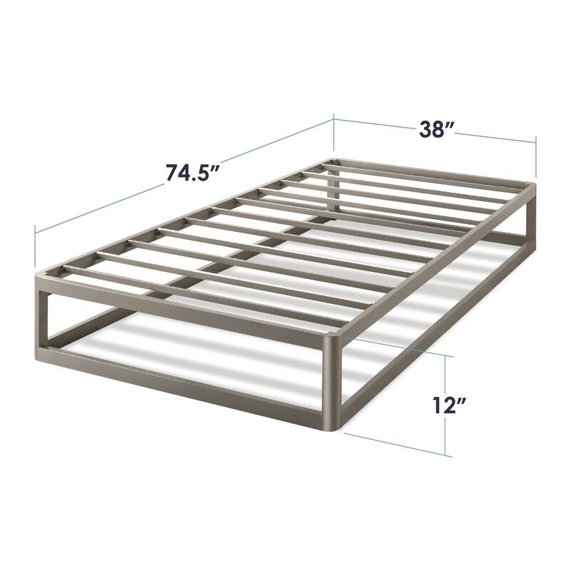 Porch & Den McAlpin 12-inch Heavy Duty Metal Platform Bed Frame Grey