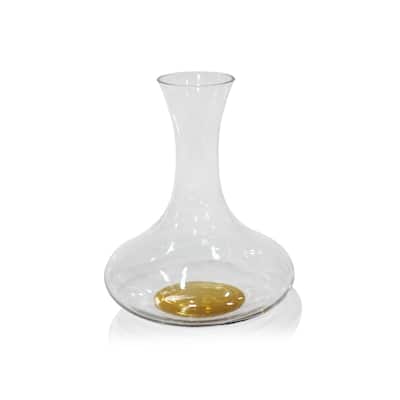 Bevis 9.75" Tall Wine Glass Decanter with Gold Base