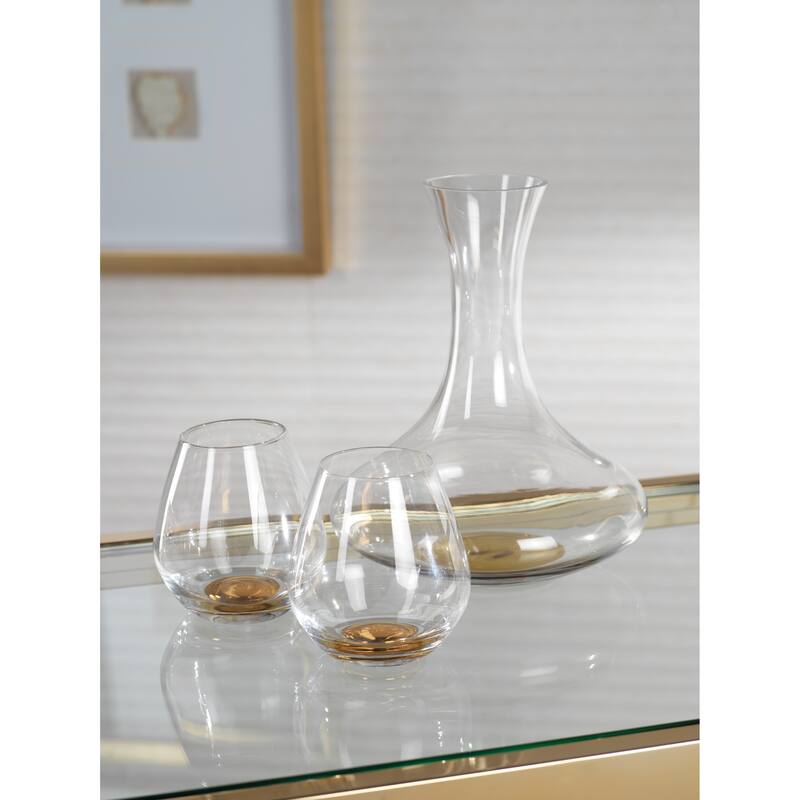 Bevis 9.75" Tall Wine Glass Decanter with Gold Base