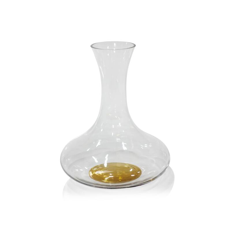 Bevis 9.75" Tall Wine Glass Decanter with Gold Base