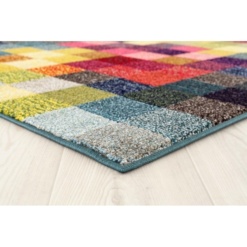 328 Checkered Multi Colored 6 X 9 Area Rug Carpet Multi Colored 6 X 9 Area Rug Carpet
