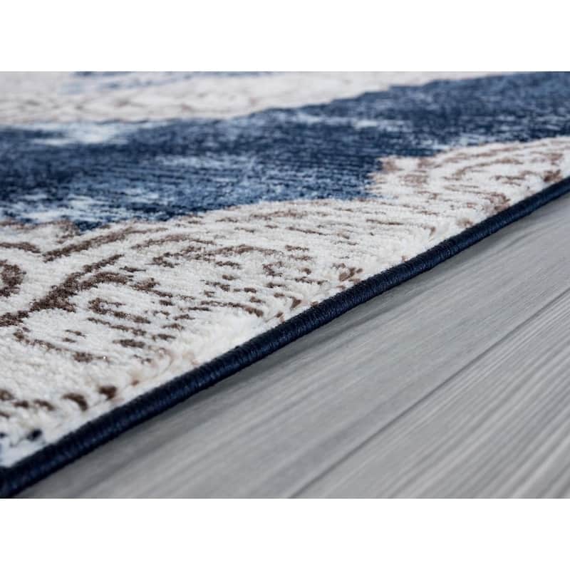7101 Distressed Navy 8 x 10 Area Rug - 8' x 11'