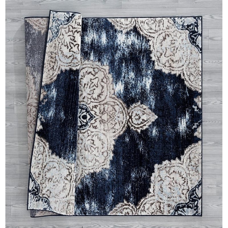7101 Distressed Navy 8 x 10 Area Rug - 8' x 11'