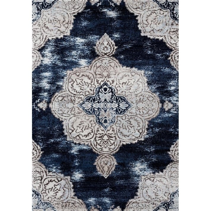 7101 Distressed Navy 8 x 10 Area Rug - 8' x 11'