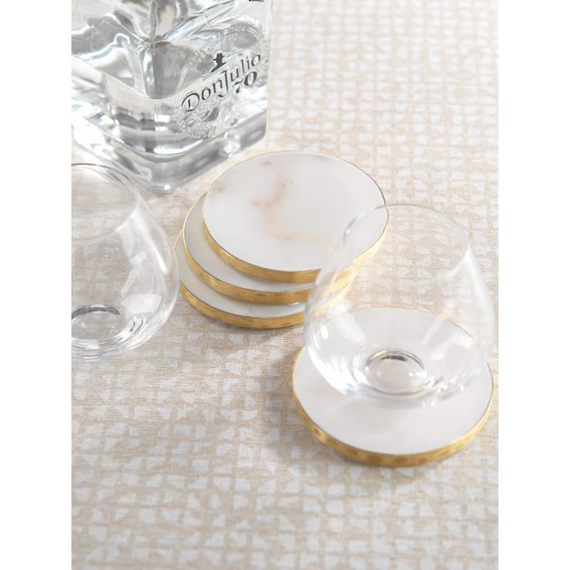 Mannara 4-Inch Round Marble Coasters, Set of 4