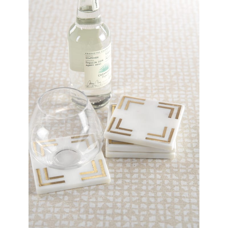 Mannara 4-Inch Square Marble Coasters, Set of 4