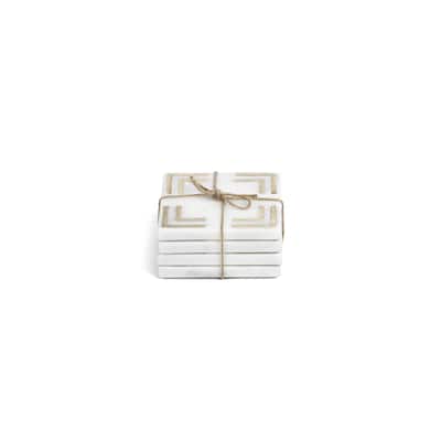 Mannara 4-Inch Square Marble Coasters, Set of 4