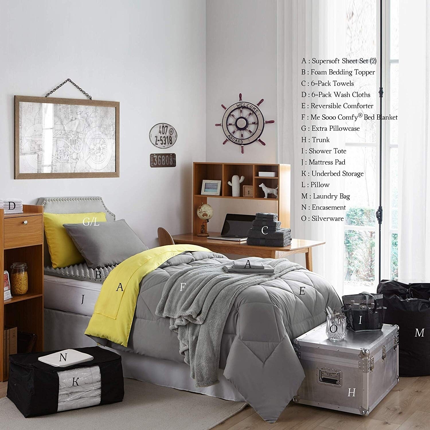 Shop Ultimate Dorm Supplies Pack Twin Xl Limelight Yellow Alloy