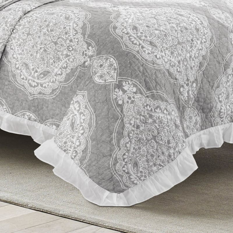 Lush Decor Lucianna Ruffle Edge Cotton 3 Piece Bedspread Set