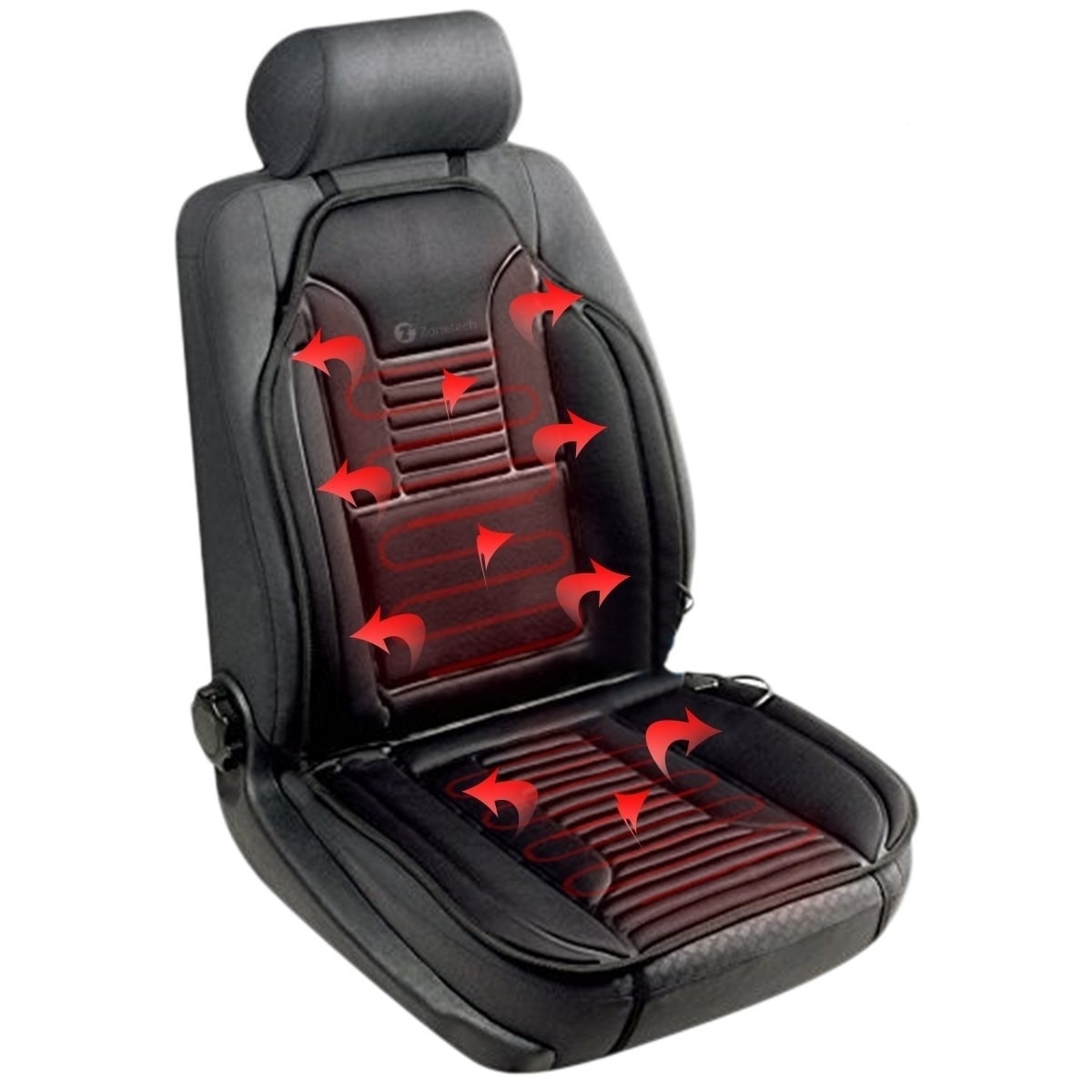 Zone Tech 12V Comfortable Cooling Car Seat Cushion - Black