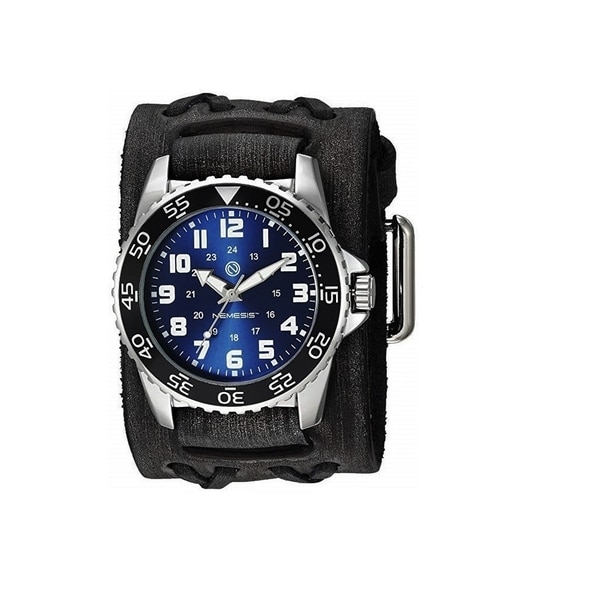 Nemesis 'Hybrid' Super Glow Night Men's Diver watch with Vintage leather cuff band VDX257L. Opens flyout.