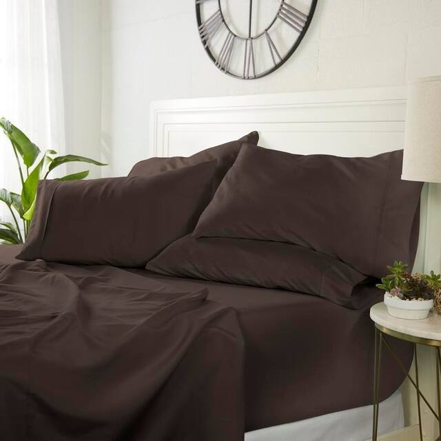 Luxury Ultra Soft 6-piece Bed Sheet Set by Home Collection - California King - Cocoa