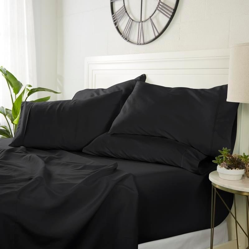 Lux Decor Collection Microfiber Queen Bed Sheets Set, 6 Pc Deep Pocket Bedding  Set - Black, Queen - Fry's Food Stores