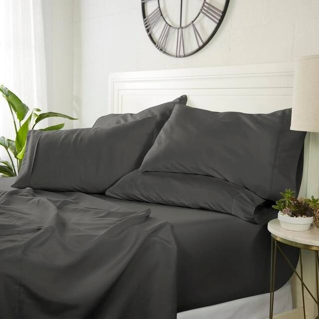 Luxury Ultra Soft 6-piece Bed Sheet Set by Home Collection - Twin - Slate