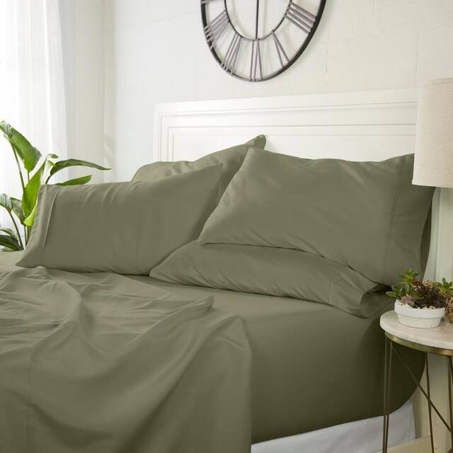 Luxury Ultra Soft 6-piece Bed Sheet Set by Home Collection - King - Herbal Sage