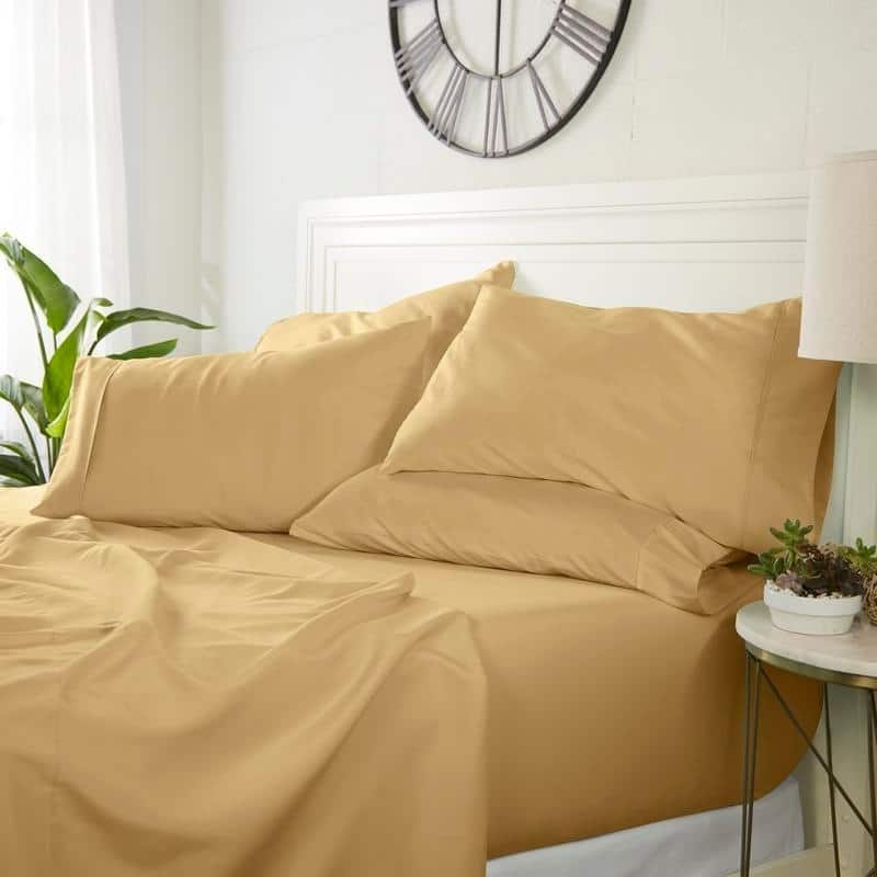 Luxury Ultra Soft 6-piece Bed Sheet Set by Home Collection - Full - Honey