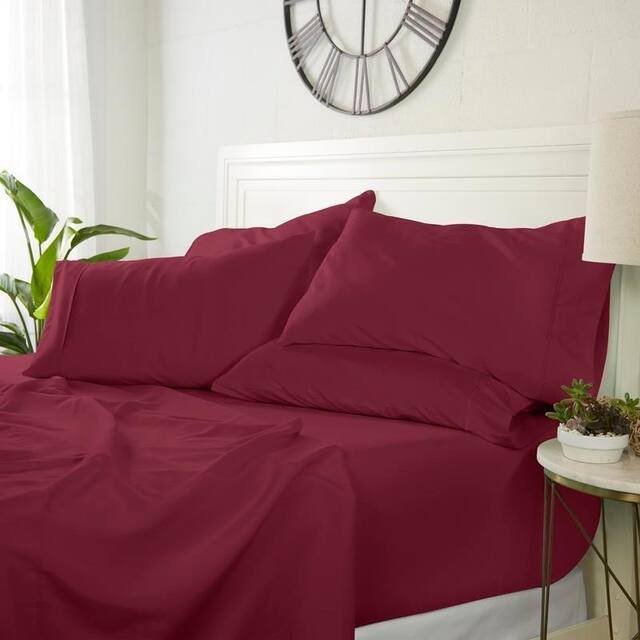 Luxury Ultra Soft 6-piece Bed Sheet Set by Home Collection - Twin XL - Cabernet