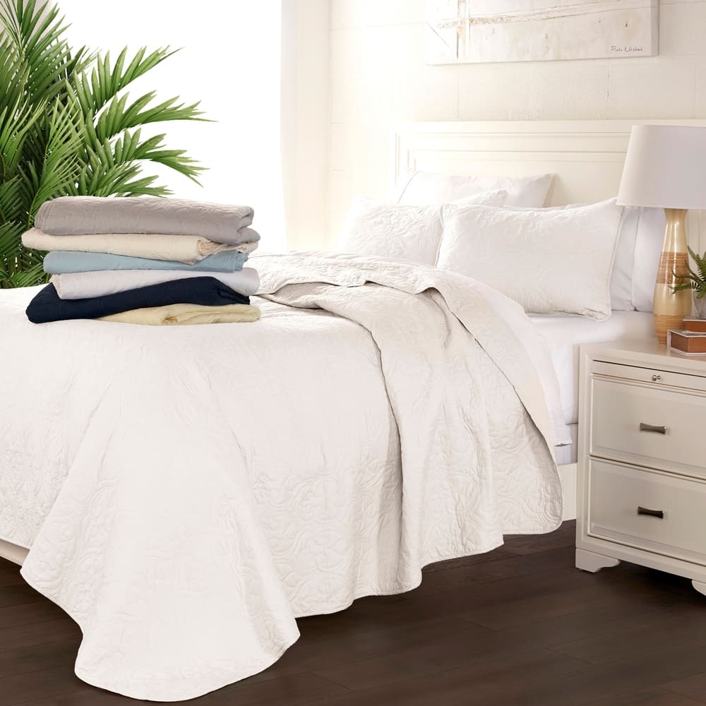 Becky Cameron Luxury Damask Quilted Coverlet Set