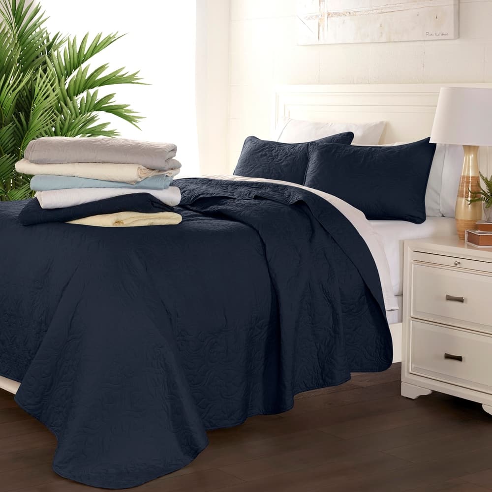 Becky Cameron Luxury Damask Quilted Coverlet Set