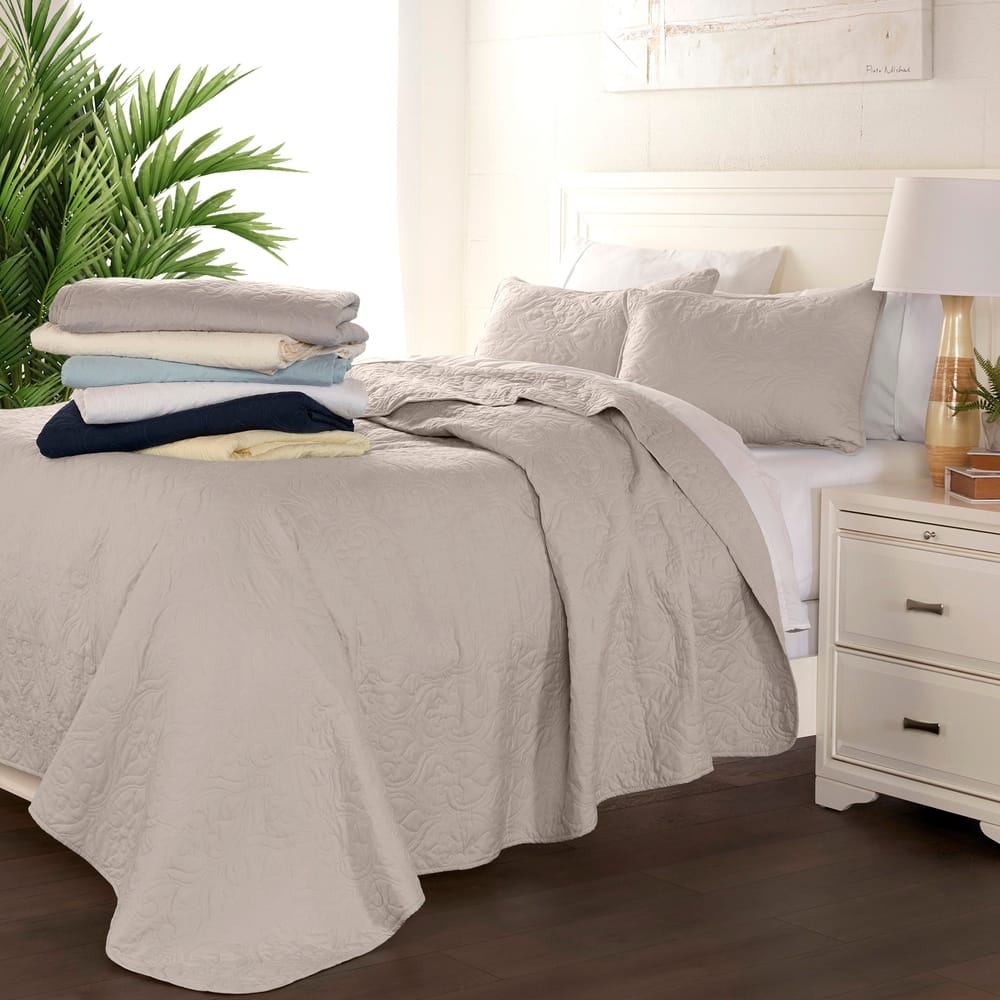 Becky Cameron Luxury Damask Quilted Coverlet Set