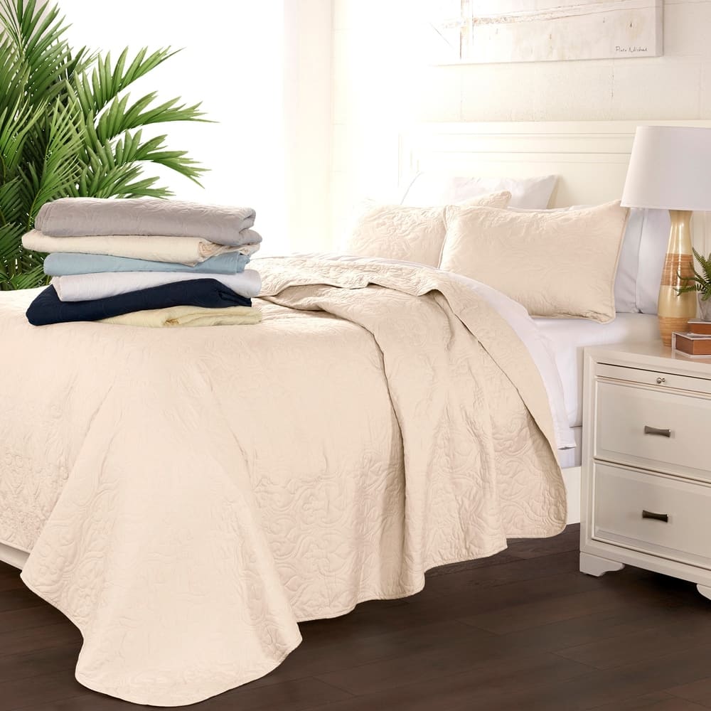 Becky Cameron Luxury Damask Quilted Coverlet Set