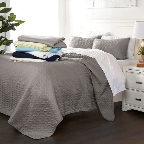 Luxury Ultra Soft Herring Quilted Coverlet Set by Sharon Osbourne Home