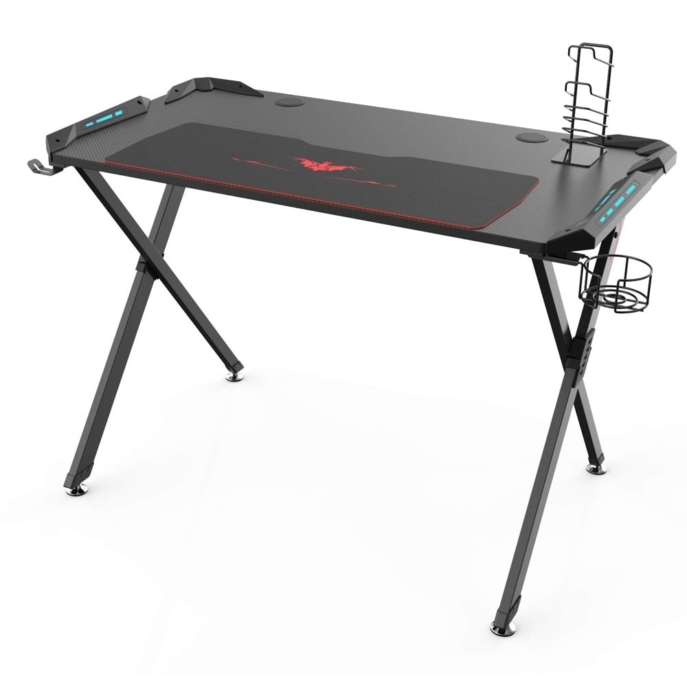 desk with built in lights