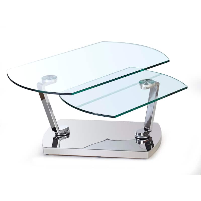 Somette 6208 Glass and Metal Motion Cocktail Table