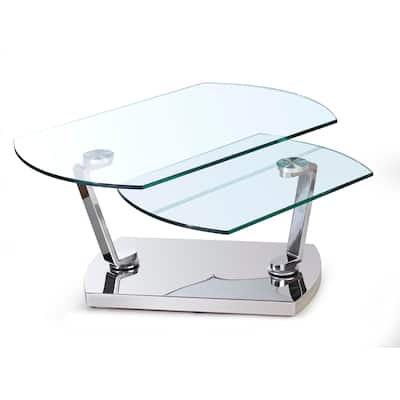 Somette 6208 Glass and Metal Motion Cocktail Table