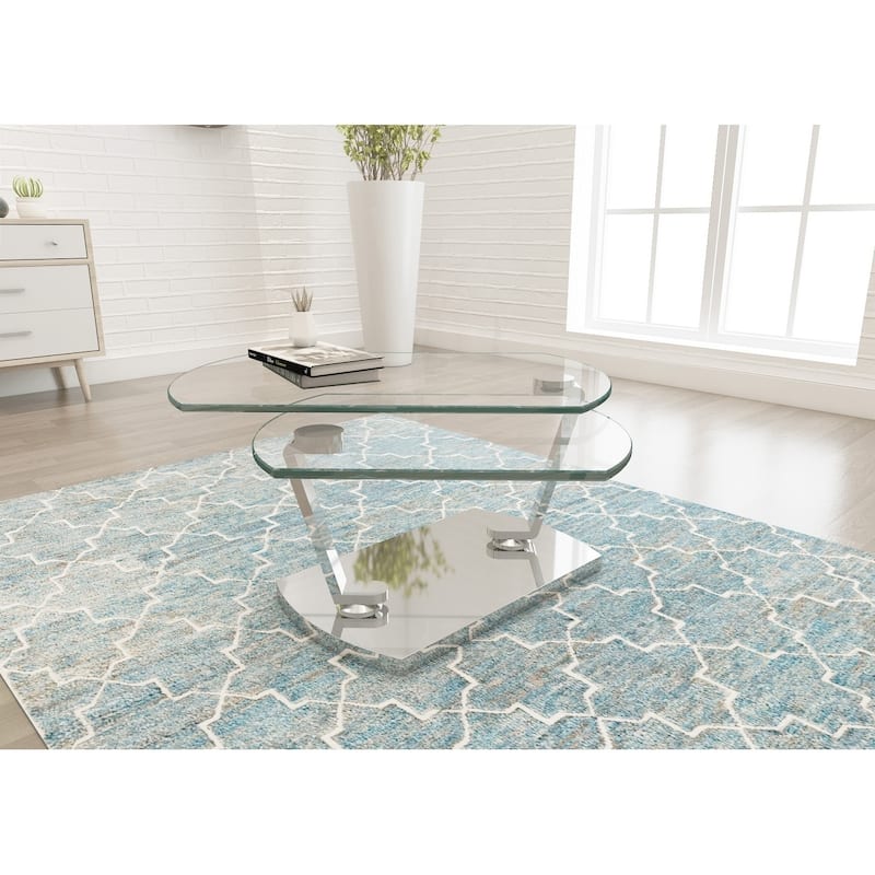 Somette 6208 Glass and Metal Motion Cocktail Table
