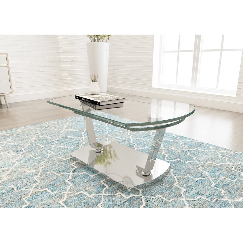 Somette 6208 Glass and Metal Motion Cocktail Table