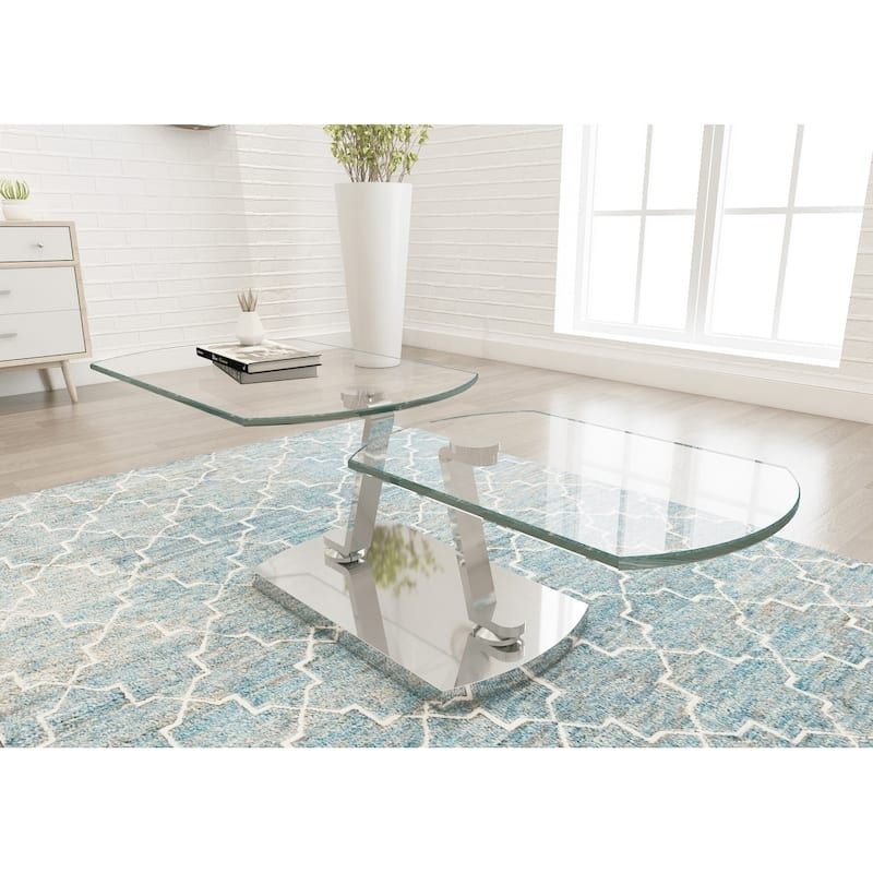 Somette 6208 Glass and Metal Motion Cocktail Table