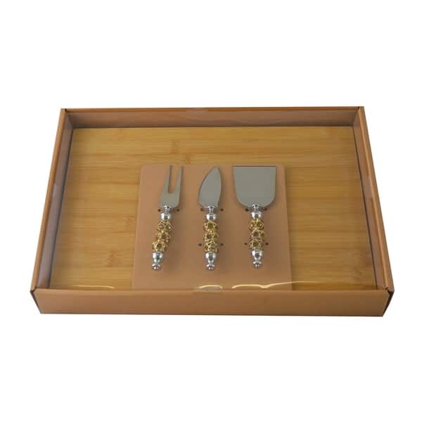 Shop Cheese Board 3 Pc Utensil Set Cheese Knives Amber Fork Prong