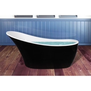 AKDY 63" Modern Bathroom Black Finish Acrylic Freestanding Soaking Oval Shape Bathtub