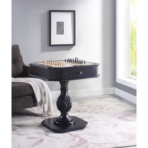 Wooden Game Table with Drawer and Reversible Game Tray, Black