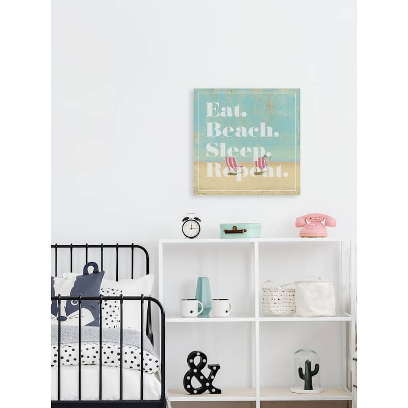 'Eat Beach Sleep Repeat III' Painting Print on Wrapped Canvas - Multi-Color