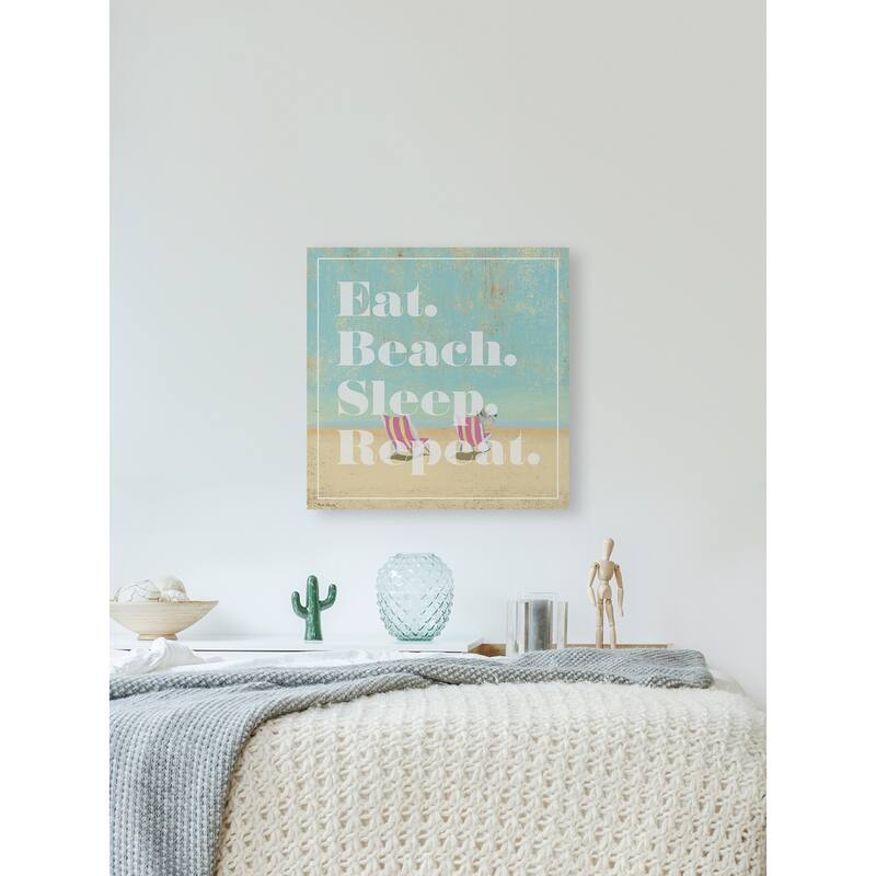 'Eat Beach Sleep Repeat III' Painting Print on Wrapped Canvas - Multi-Color